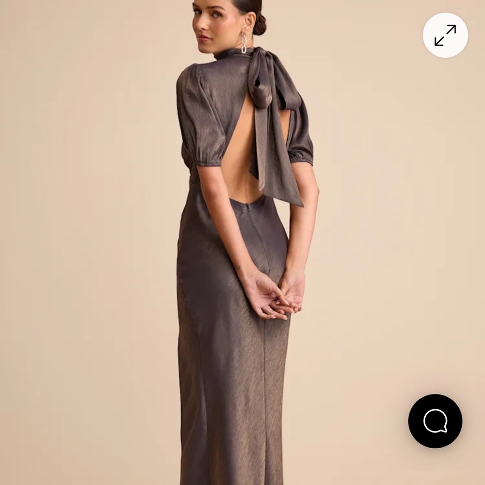 Elegant Taupe Satin Dress XL